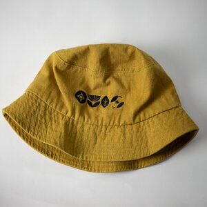 Mustard Yellow Embroidered Cotton Bucket Hat | Nature Icons | Celestial Boho